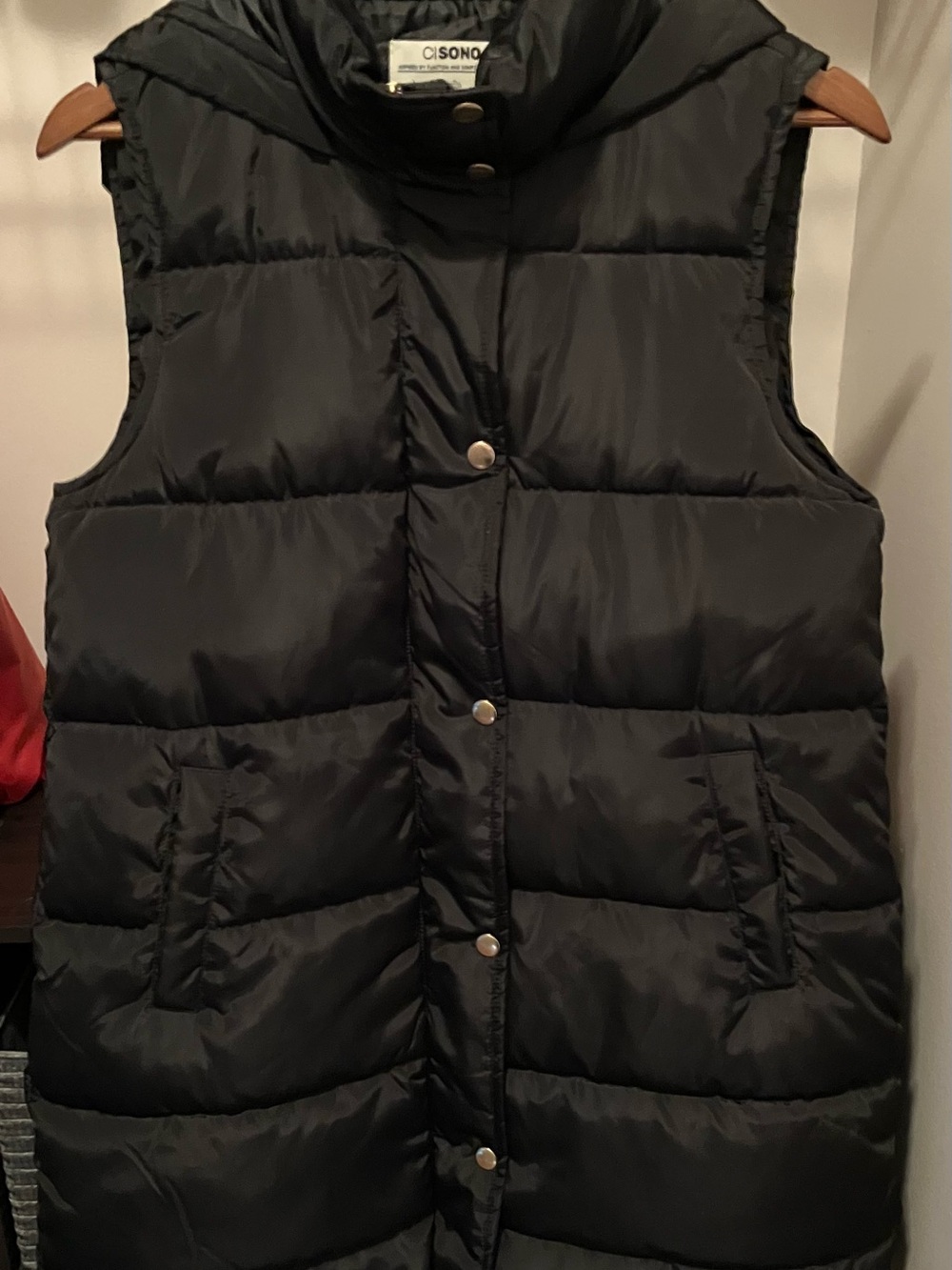 Ci Sono Black Quilted Puffer Vest with Snap Front